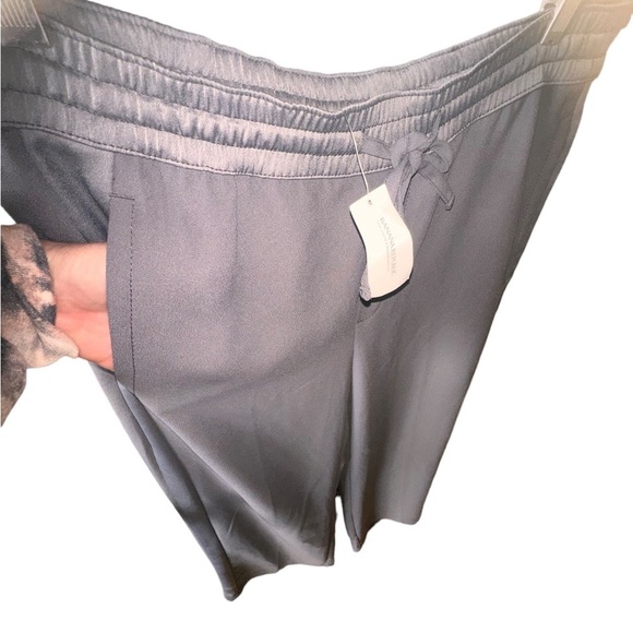 Banana Republic size 10 grey dressy track pant. Elastic tie waist 4 pockets NWT. - Picture 3 of 11